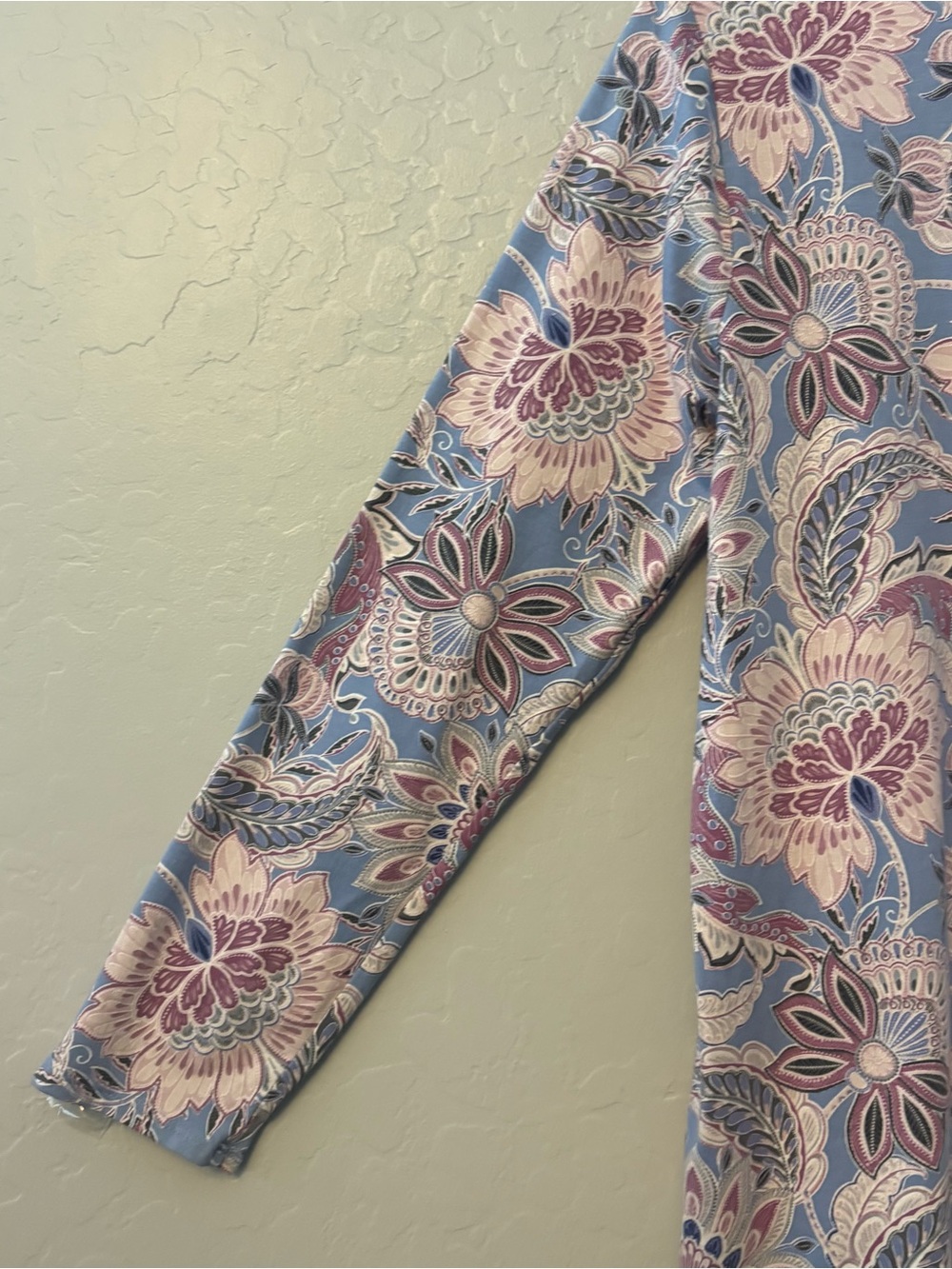 Pure jill long sleeve shirttail tee pima cotton blue pink paisley medium - Picture 13 of 16